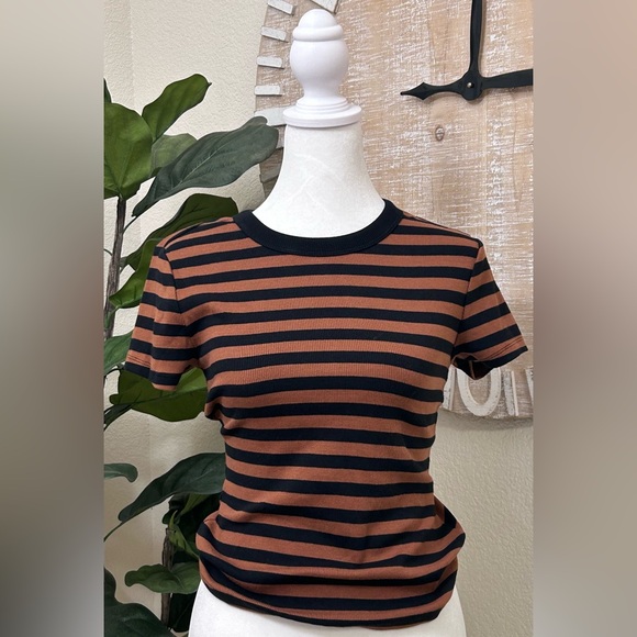 Tops - Chic Striped Black and Brown Women's Tee